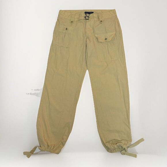 Vintage Ralph Lauren Cargo Distressed 100% Cotton Pants Safari Yellow 12 Utility - Picture 1 of 10